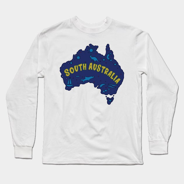 AUSSIE MAP SOUTH AUSTRALIA Long Sleeve T-Shirt by elsa-HD